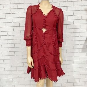 70F/21C Women’s Maroon Embroidered Dress